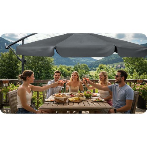 Parasol ogrodowy składany 6 segmentowy 350 cm z pokrowcem Plonos PL-880