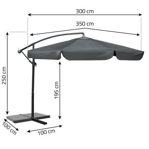 Parasol ogrodowy składany 8 segmentowy 350 cm z pokrowcem Plonos PL-881