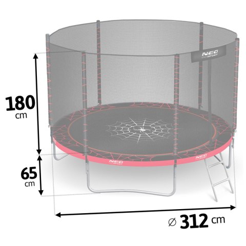 Trampolina ogrodowa 10ft/312cm z siatką zewnętrzną i drabinką Neo-Sport