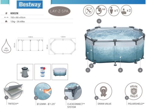 Bestway Zestaw Zbiornik do MORSOWANIA Glacial Dip + pompa 150x90cm 6002N