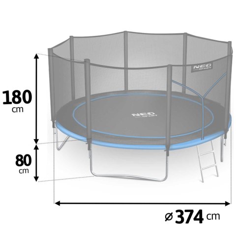 Trampolina ogrodowa 12ft/374cm z siatką zewnętrzną i drabinką Neo-Sport