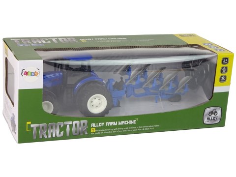 Traktor Zdalnie Sterowany 1:24 Pług Metalowy Niebieski