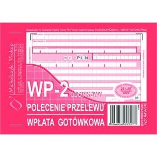 Druk-polecenie przelewu A6 wpłata gotówkowa 2odcinkowy 449-5M