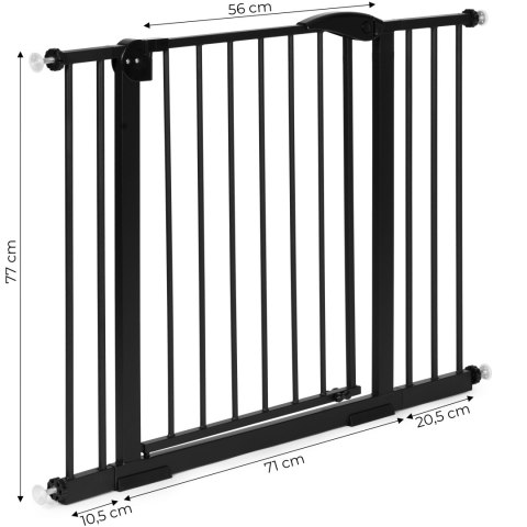 Bramka barierka zabezpieczająca 74-105 cm na schody i drzwi stal dodatkowe panele czarna ECOTOYS