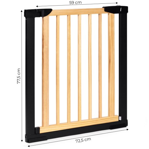 Bramka barierka zabezpieczająca 74-80 cm na schody i drzwi metal drewno