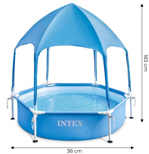 Basen stelażowy okrągły brodzik z daszkiem dla dzieci 183x38 cm INTEX 28209