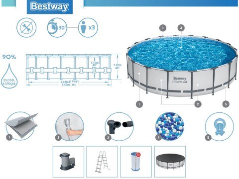 Bestway Basen STELAŻOWY 549x122cm 11w1 56462