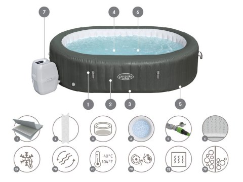 Bestway Lay-Z-Spa Mauritius jacuzzi 5-7os aplikacja WiFi hydromasaż 60067