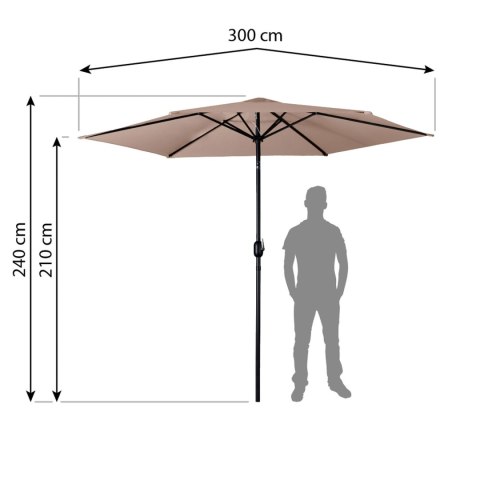 Parasol ogrodowy składany 6 segmentowy 300 cm z pokrowcem Plonos PL-884