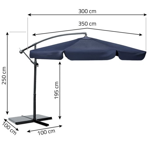 Parasol ogrodowy składany 8 segmentowy 350 cm z pokrowcem Plonos PL-881