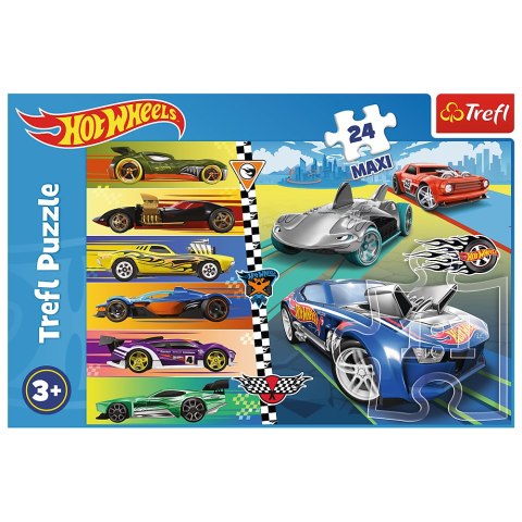 Puzzle - 24 Maxi - Szybkie Hot Wheels - Mattel Hot Wheels 14362