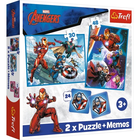 Puzzle - 2w1 + memos Bohaterowie w akcji Marvel The Avengers Trefl 93333