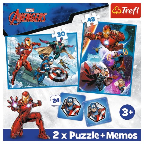 Puzzle - 2w1 + memos Bohaterowie w akcji Marvel The Avengers Trefl 93333