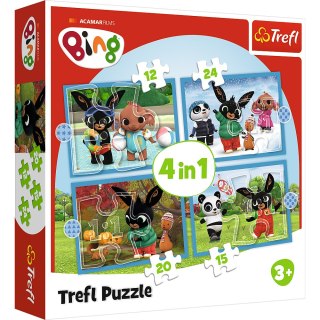 Puzzle - "4w1 (12, 15, 20, 24)" - Wesoły Bing Trefl 34631