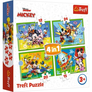 Puzzle - "4w1 (12, 15, 20, 24)" - Wśród przyjaciół Myszka Miki Trefl 34616