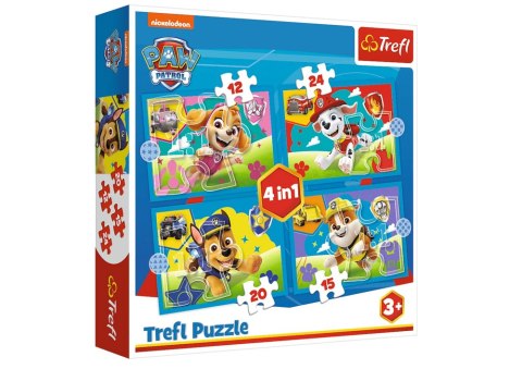 Puzzle - 4w1 (12, 15, 20, 24) - Biegnące Pieski - Viacom PAW Patrol Trefl 34628