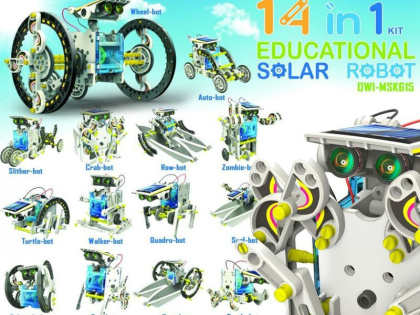 zabawka solarna 6w1: pies, auto, wentylator, poduszkowiec, samolot, łódka solar kit 6w1