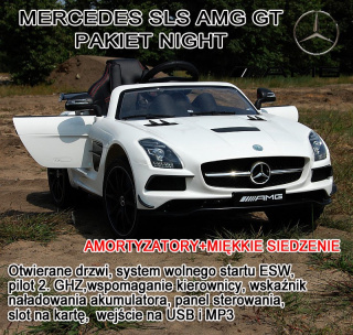 AUTO NA AKUMULATOR MERCEDES SLS AMG GT Z AMORTYZATORAMI PILOT 2.4G, PAKIET NIGHT/SX-128 POJAZDY NA AKUMULATOR DLA DZIECI