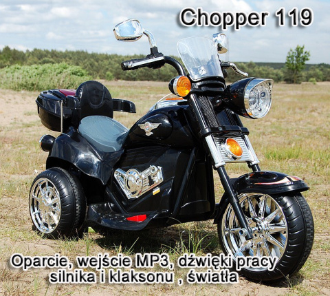 MOTOR CHOPPER CHOPER NA AKUMULATOR Z OPARCIEM I DŹWIĘKAMI/C119 POJAZDY NA AKUMULATOR DLA DZIECI