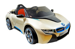 AUTO BATTERY BMW i8 CHAMPAGNE PAINT CONCEPT in the best VERSION of the smart remote control 2.4 Ghz Leather Chair!