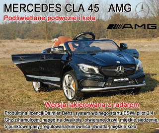 MERCEDES CLA 45 AMG LAKIER + RADAR + REG + FOTEL SKÓRA + WOLNY START + KOŁA EVA + 2x45W! AUTO NA AKUMULATOR Absolutna nowość