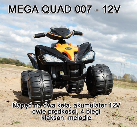 DUŻY QUAD na AKUMULATOR 12V7Ah + 2 SILNIKI 45W JS007