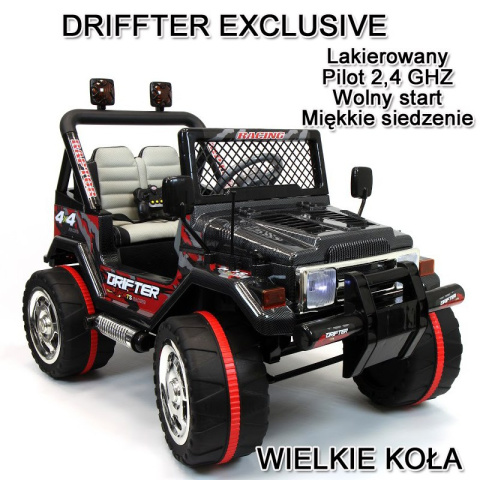 AUTO NA AKUMULATOR MEGA JEEP RAPTOR DRIFFTER DRIFTER EXCLUSIVE WOLNY START LAKIER SKÓRA FOTEL PILOT 2,4Ghz HP-011