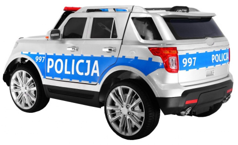 AUTO NA AKUMULATOR POLSKA POLICJA Z MEGAFONEM I RADIEM, MIĘKKIE KOŁA/9935