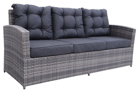 MEBLE OGRODOWE RATTAN Z PODUCHAMI SOFA FOTELE STÓŁ PUFY- GRAFITOWE