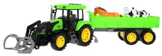 Duży TRAKTOR Z PRZYCZEPĄ + ruchoma łyżka + dźwięki + światła + otwierana maska /1510-6BT