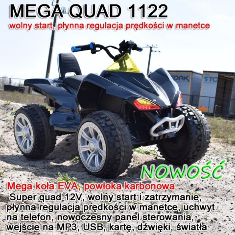 MEGA WIELKI QUAD, KARBON, MIĘKKIE KOŁA, WOLNY START, GAZ W MANETCE/1122