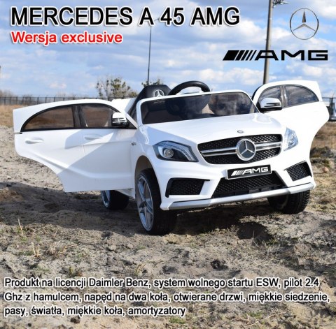 MERCEDES A45 AMG Z AMORTYZATORAMI, MIĘKKIE KOŁA, SIEDZENIE, HAMULEC/CH9988