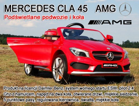 MERCEDES CLA 45 AMG Z AMORTYZATORAMI, MIĘKKIE KOŁA, SIEDZENIE, HAMULEC, REGULACJA KIEROWNICY/1538