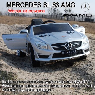 MERCEDES SL 63 AMG Z AMORTYZATORAMI, MIĘKKIE KOŁA, SIEDZENIE, HAMULEC, LAKIER/SL63