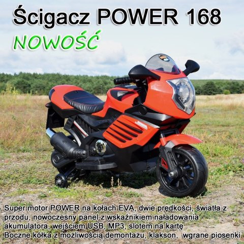 MOTOR ŚCIGACZ POWER - MIĘKKIE KOŁA, MIĘKKIE SIEDZENIE/LQ168