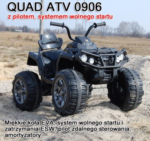 MEGA WIELKI QUAD, AMORTYZATORY, MIĘKKIE KOŁA, PILOT, WOLNY START, RADIO/0906