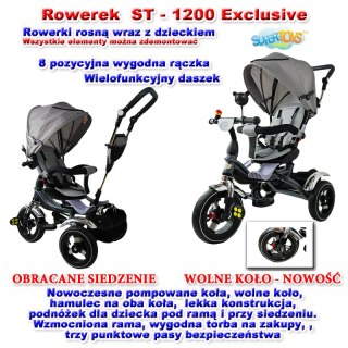 ROWEREK TRÓJKOŁOWY EXCLUSIVE POMPOWANE KOŁA,WOLNE KOŁO, OBRACANE SIEDZENIE/1200