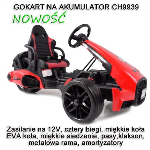 SZYBKI GOKART NA AKUMULATOR, AMORTYZATORY, KOŁA EVA, MIĘKKEI SIEDZENIE, JAKOSĆ/CH9939