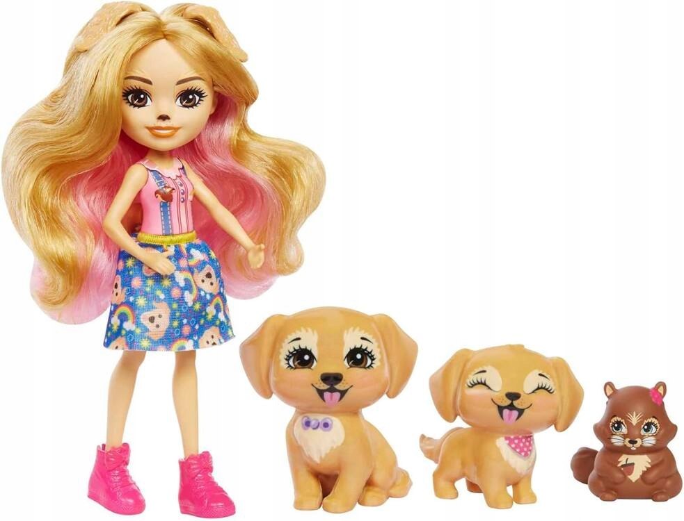 Enchantimals Lalka Golden Retriever figurki szczeniaków wiewiórka ZA5088 Materiał karton plastik tkanina