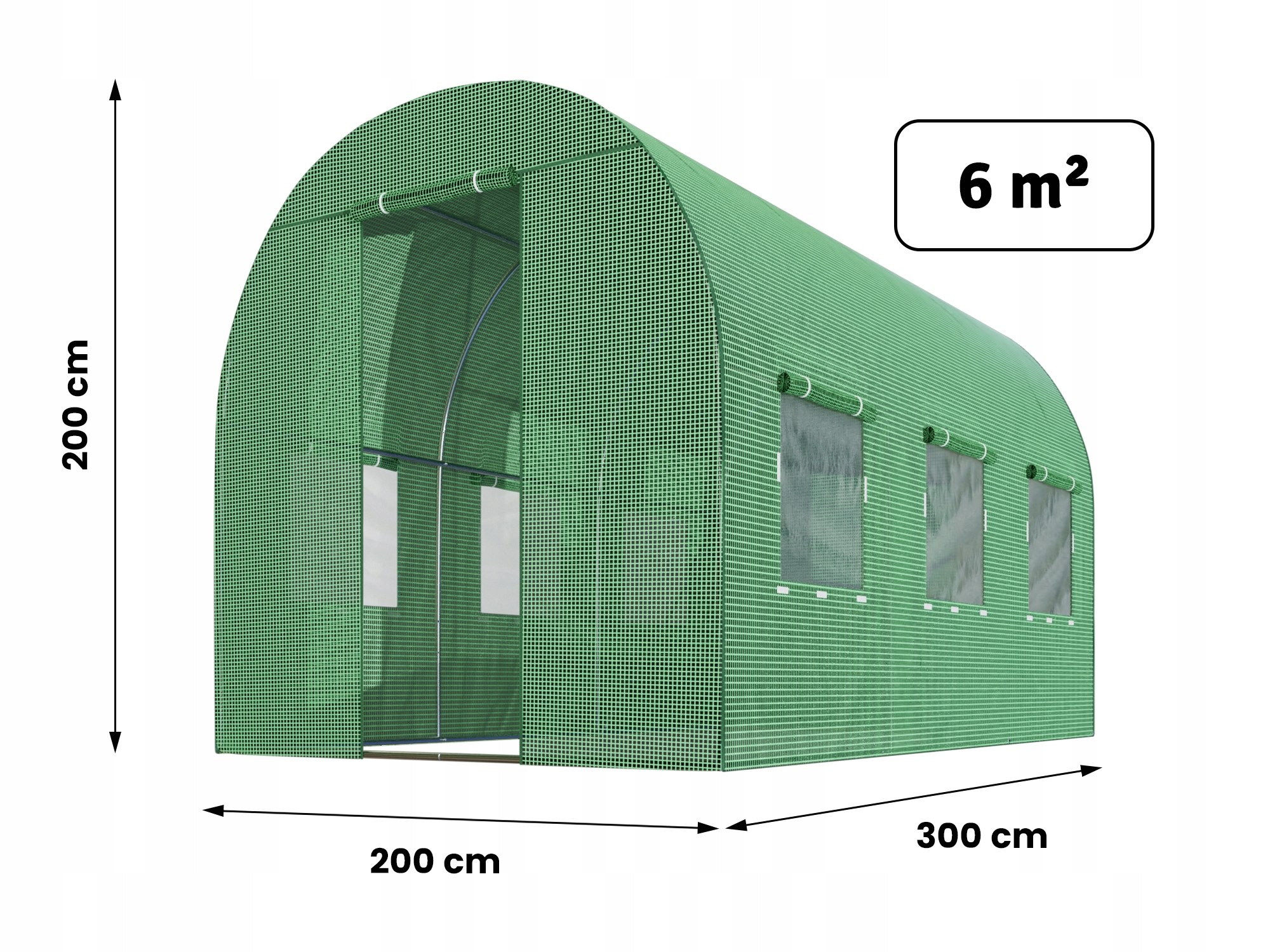 FOLIA NA TUNEL OGRODOWY 2x3m ZAMIENNA UV-4 6m2 Liczba okien 6