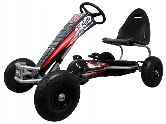 GOKART G5 NA PEDAŁA POMPOWANE KOŁA, HAMULEC RĘCZNY Szerokość pojazdu 60 cm