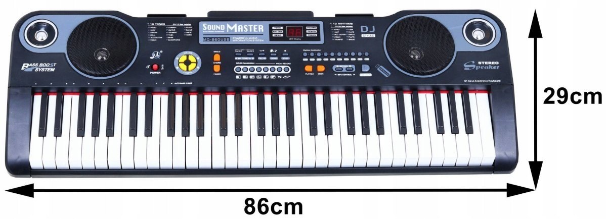 Duże ORGANY DO NAUKI DLA DZIECI KEYBOARD Z MIKROFONEM Tryb Nauki Zasilacz Kod producenta ZMU.MQ-860USB