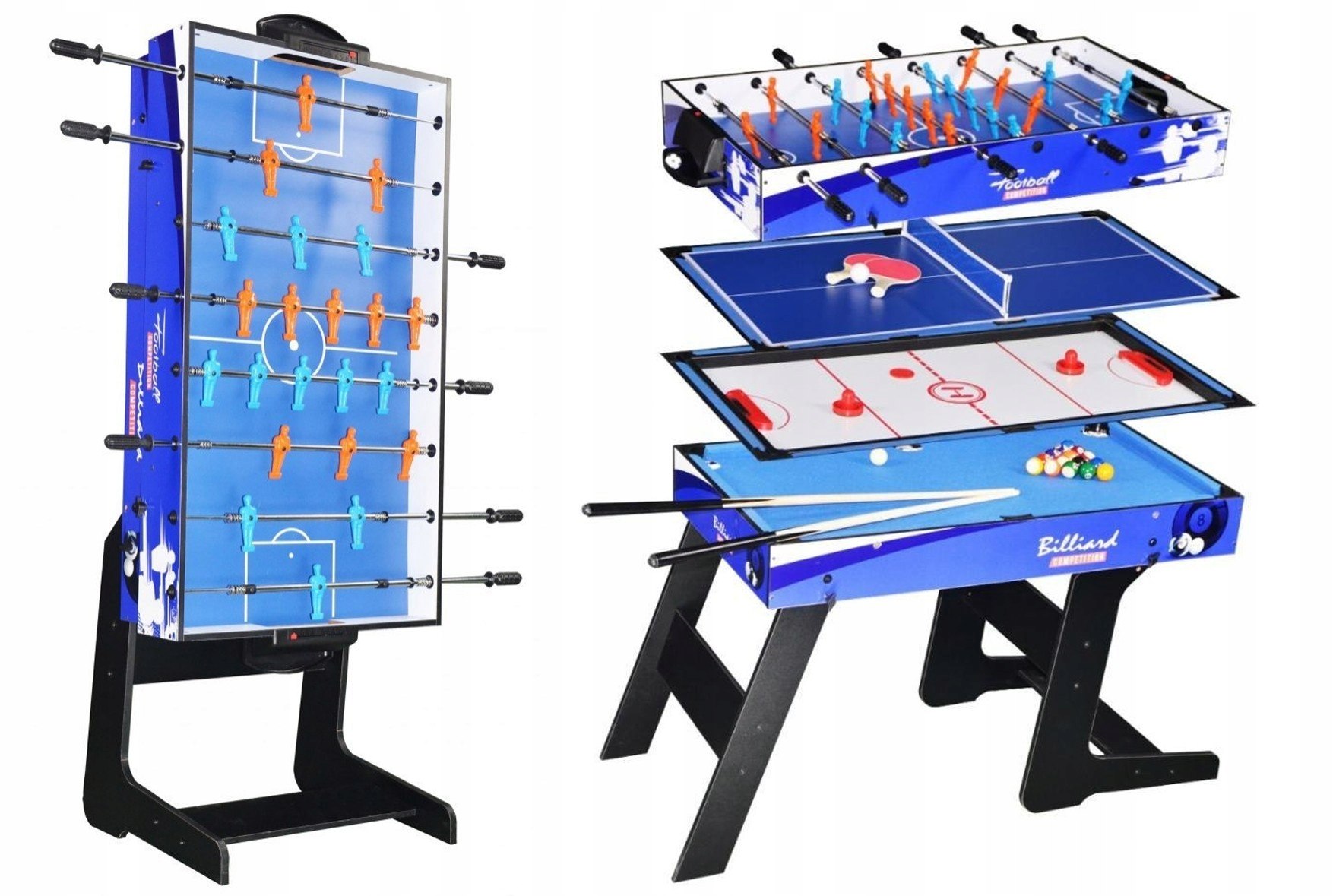 duży STÓŁ DO GIER 4w1 piłka nożna + bilard + cymbergaj + tenis stołowy GRY