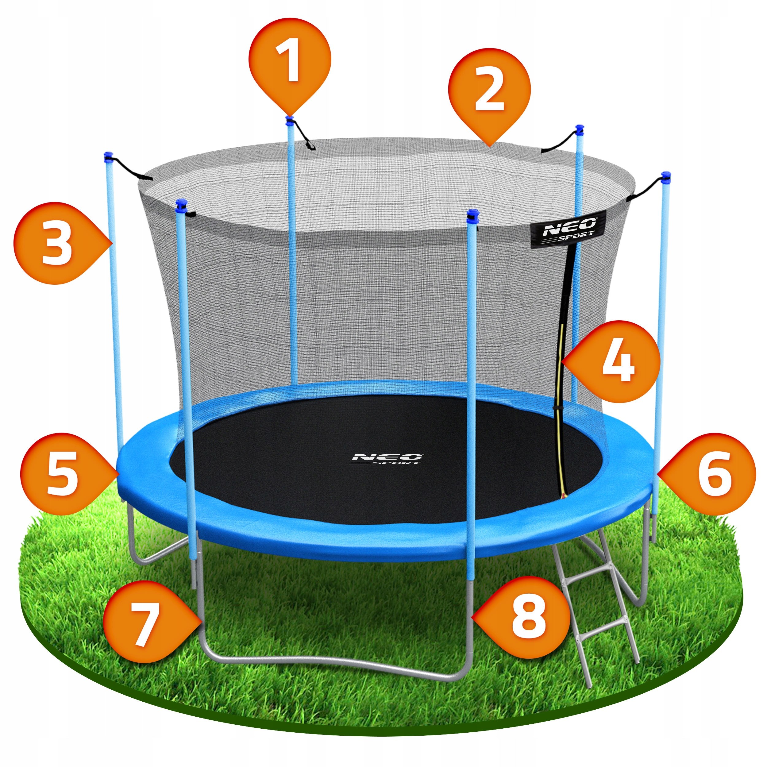 TRAMPOLINA OGRODOWA DLA DZIECI 183cm 6ft NEOSPORT Wysokość od podłoża 45 cm