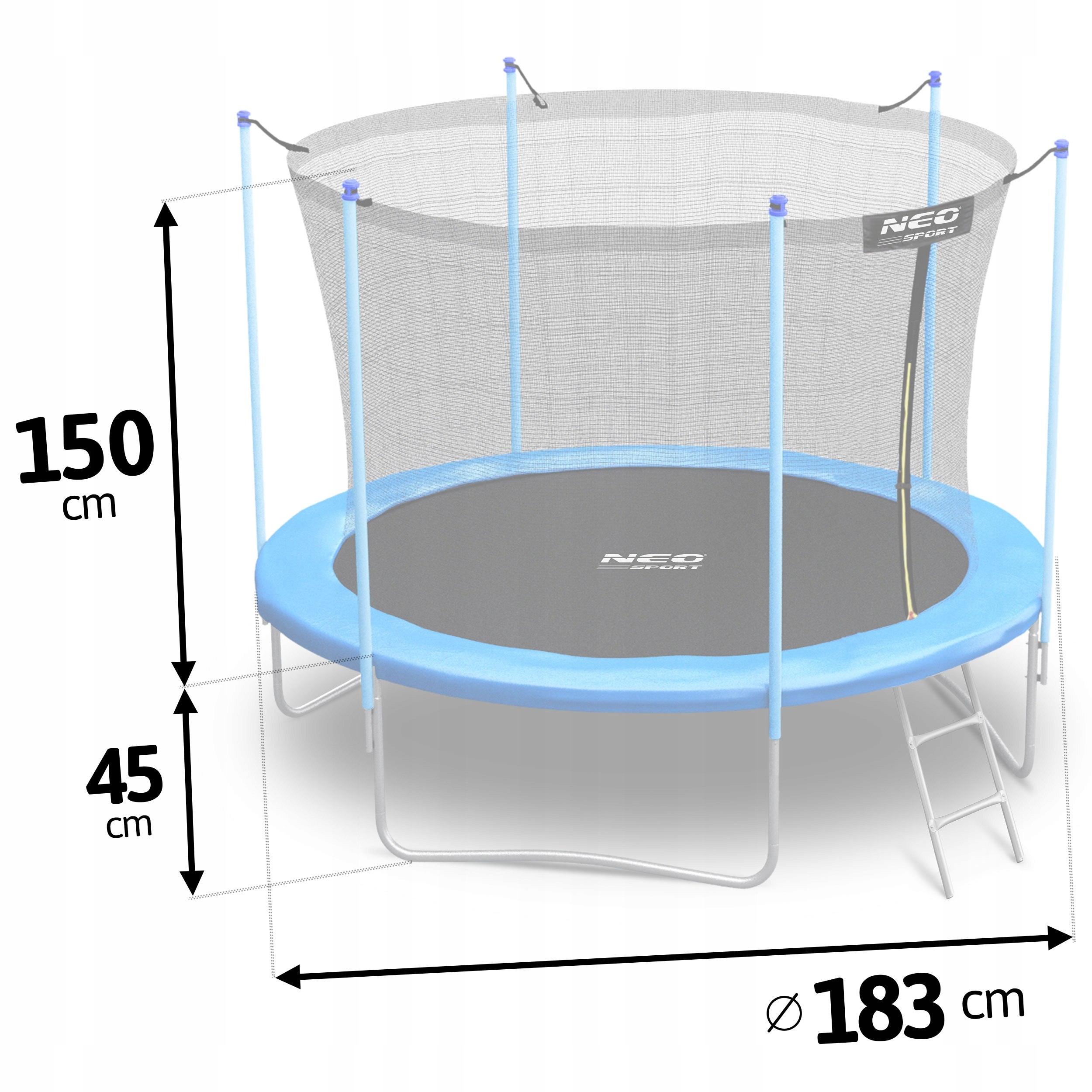 TRAMPOLINA OGRODOWA DLA DZIECI 183cm 6ft NEOSPORT Liczba sprężyn/lin 36